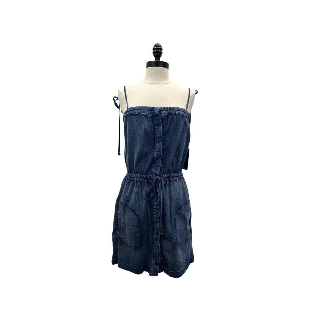 Juicy Couture Denim Dress Women's Size S Blue Mini Button Front Tie Strapβ